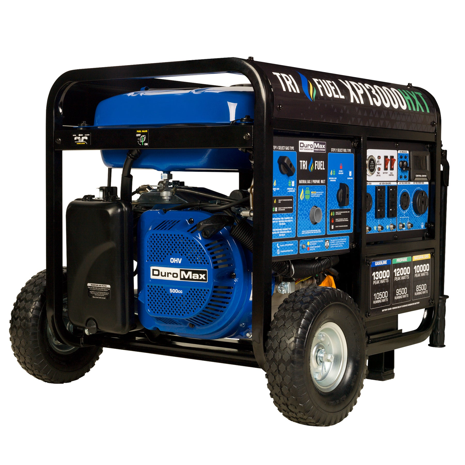 avitka-duromax-1.png DuroMax XP13000HXT Tri-Fuel Portable Generator, 13,000 W, Electric Start, CO Alert - Image 1