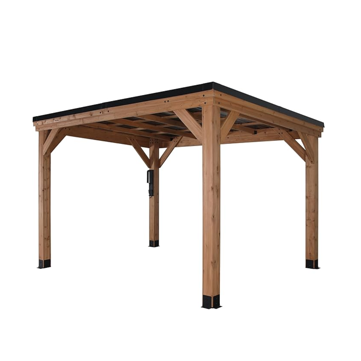 zymove-product-2-image-1.png Backyard Discovery Arcadia Cedar Gazebo, 12 ft x 9.5 ft, Sloped Steel Roof and PowerPort - Image 1