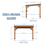 Backyard Discovery Arcadia Cedar Gazebo, 12 ft x 9.5 ft, Sloped Steel Roof and PowerPort - Image 2