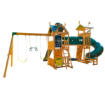 KidKraft Mockingbird View Wooden Playset with Twin Towers, Tunnel and Tube Slide