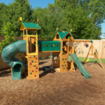 KidKraft Mockingbird View Wooden Playset with Twin Towers, Tunnel and Tube Slide - Image 3
